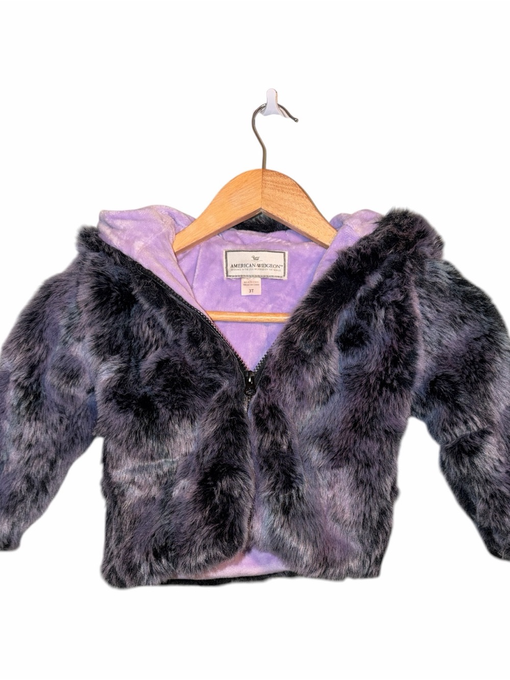American Widgeon Girls Faux Fur Hooded Jacket Coat Purple Size 3T